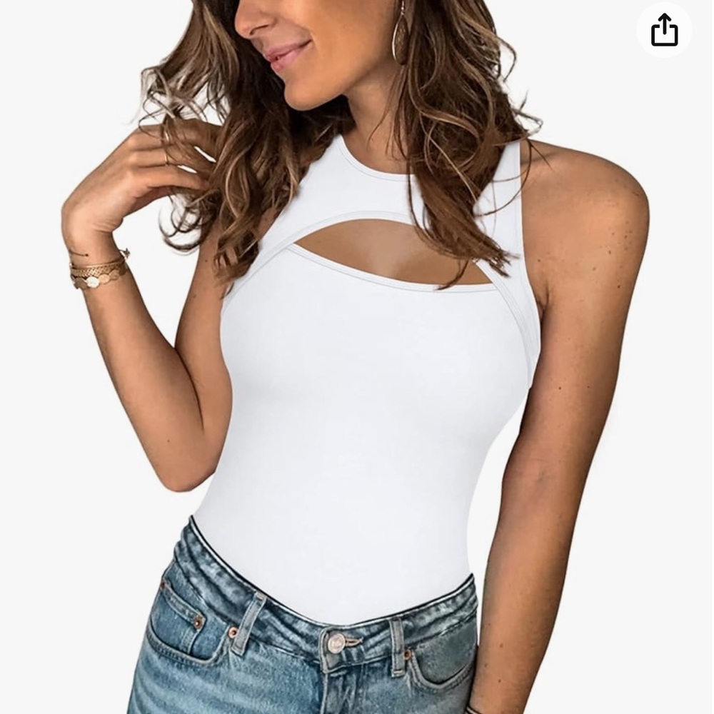 White cutout bodysuit